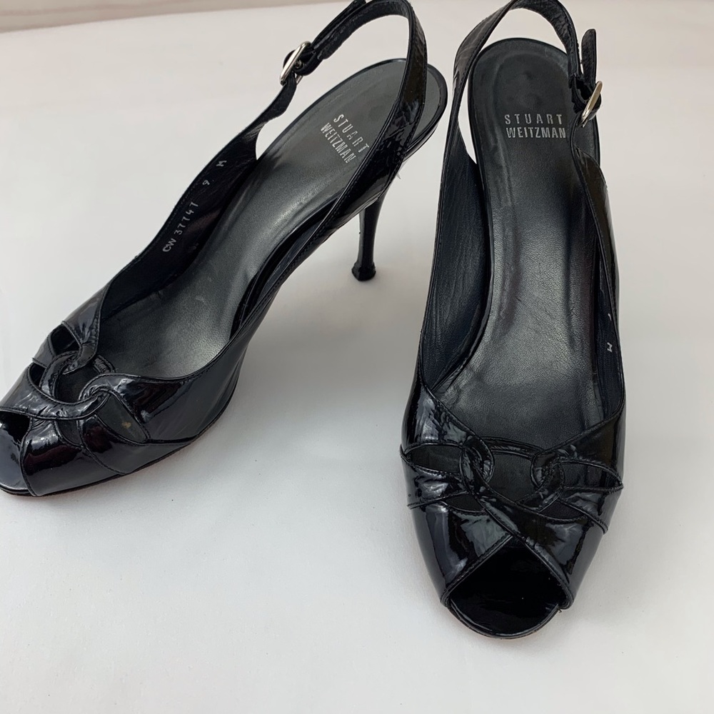 STUART WEITZMAN Black leather pumps heels SZ 9
